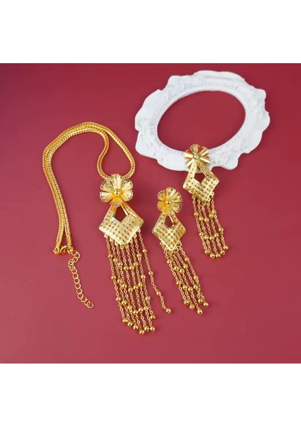 Set.up Altın Kaplama Tasarım Kolye Küpe Set