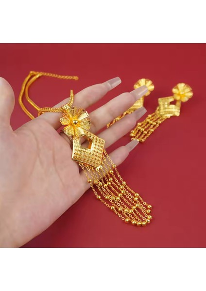 Set.up Altın Kaplama Tasarım Kolye Küpe Set