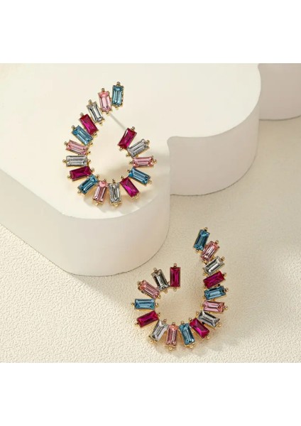 Set.up Komple Taşlı Renkli Küpe modelleri