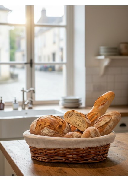 Oval Hasır Ekmek Sepeti, Keten Astarlı, El Yapımı Hamur Mayalama ve Servis Sepeti, Geleneksel Pişirme ve Sunum Için fırsatları