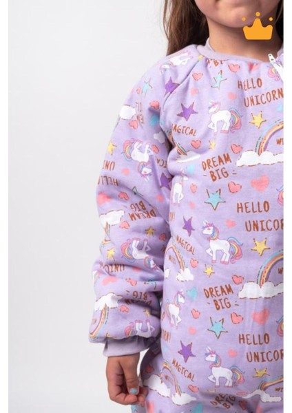 2-9 Yaş 2.5 Tog Kalın Elyaf Dolgulu Premium Kalite Çocuk Uyku Tulumu Mor Unicorn 23504 modelleri