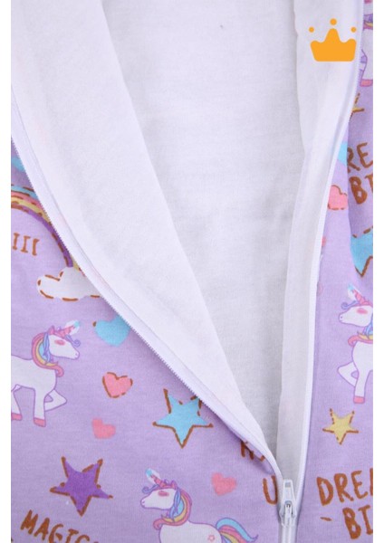 2-9 Yaş 2.5 Tog Kalın Elyaf Dolgulu Premium Kalite Çocuk Uyku Tulumu Mor Unicorn 23504