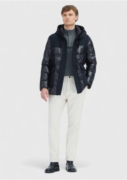 Siyah Regular Fit Kapüşonlu Casual Dokuma Kaban fiyatları