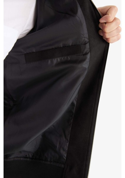 Slim Fit Dar Kesim Dik Yaka Astarlı Fermuarlı Cepli Süet Mevsimlik Baharlık Mont D1524AX25AU