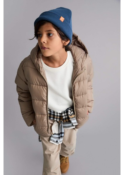 Erkek Çocuk Su Geçirmez Kapüşonlu Fermuarlı Şişme Mont A1875A825AU