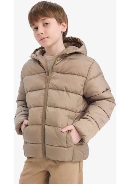 Erkek Çocuk Su Geçirmez Kapüşonlu Fermuarlı Şişme Mont A1875A825AU