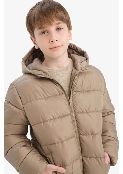 Erkek Çocuk Su Geçirmez Kapüşonlu Fermuarlı Şişme Mont A1875A825AU