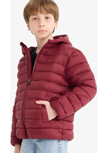 Erkek Çocuk Su Geçirmez Kapüşonlu Fermuarlı Şişme Mont E8688A825AU