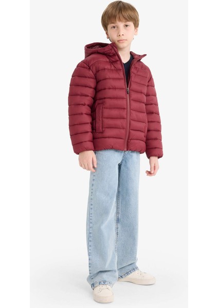 Erkek Çocuk Su Geçirmez Kapüşonlu Fermuarlı Şişme Mont E8688A825AU