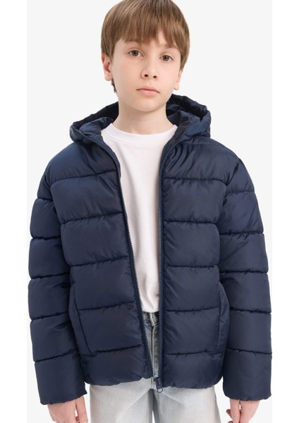 Erkek Çocuk Su Geçirmez Kapüşonlu Fermuarlı Şişme Mont A1875A825AU