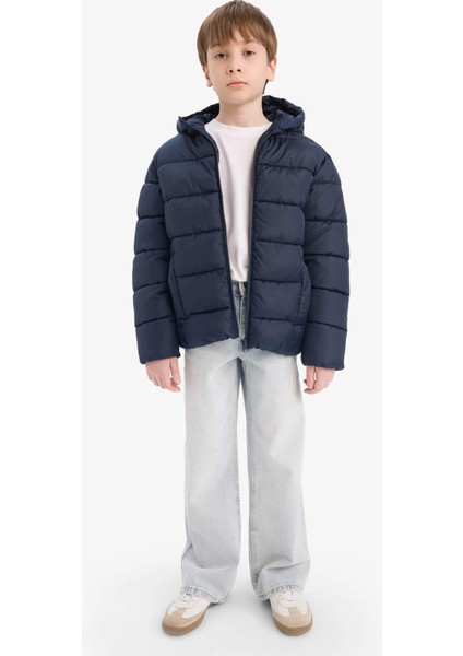 Erkek Çocuk Su Geçirmez Kapüşonlu Fermuarlı Şişme Mont A1875A825AU