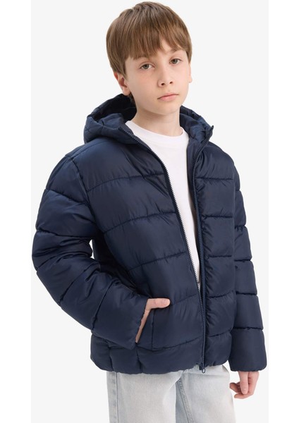 Erkek Çocuk Su Geçirmez Kapüşonlu Fermuarlı Şişme Mont A1875A825AU