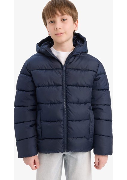 Erkek Çocuk Su Geçirmez Kapüşonlu Fermuarlı Şişme Mont A1875A825AU