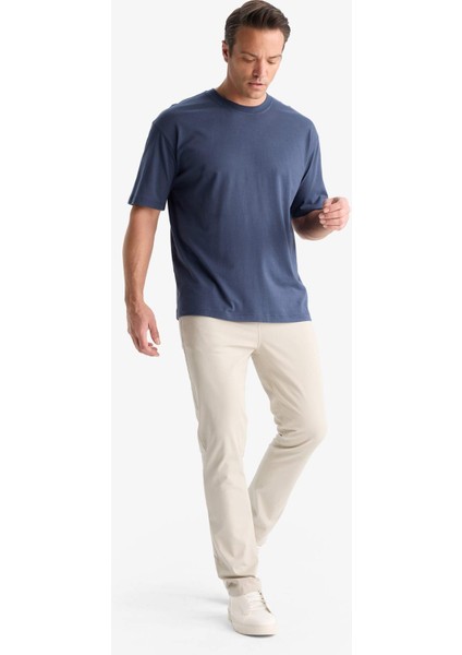 %100 Pamuk Oversize Geniş Kalıp Bisiklet Yaka Basic Düz Kısa Kollu Tişört T7037AZ25SM