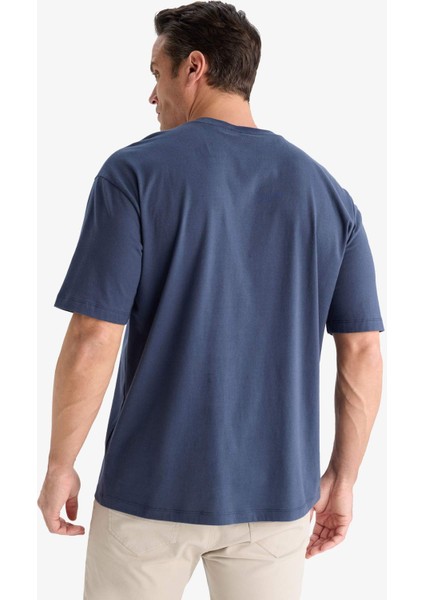 %100 Pamuk Oversize Geniş Kalıp Bisiklet Yaka Basic Düz Kısa Kollu Tişört T7037AZ25SM