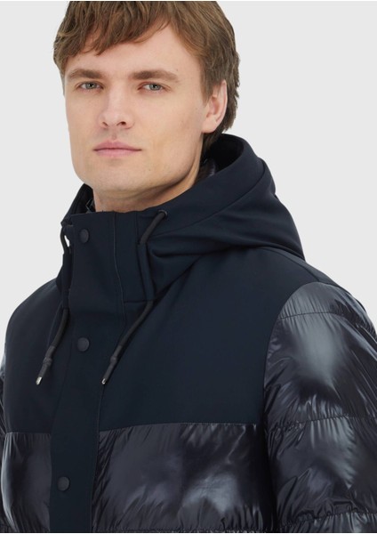 Siyah Regular Fit Kapüşonlu Casual Dokuma Kaban modelleri