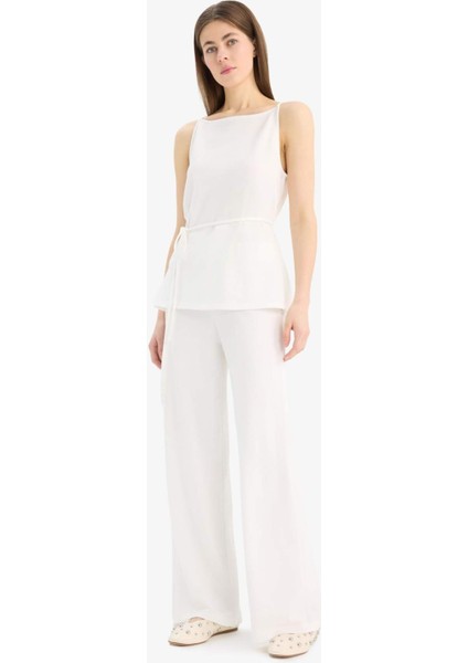 Wide Leg Geniş Paça Basic Düz Pike Pantolon E5784AX25SP