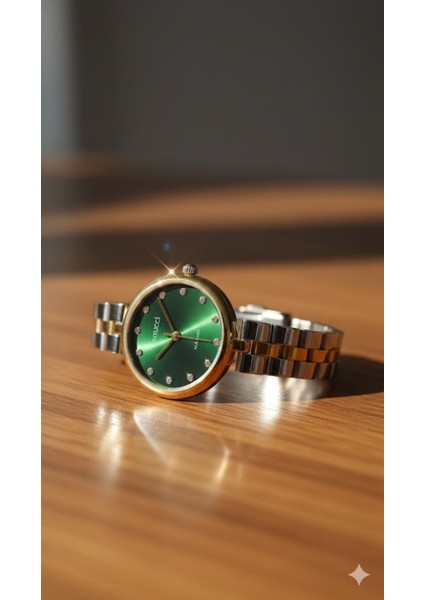 Kadın Kol Saati Gümüş Renk, Yeşil Kadran - Şık Metal Kordon, 2 Yıl Garantili fiyatları