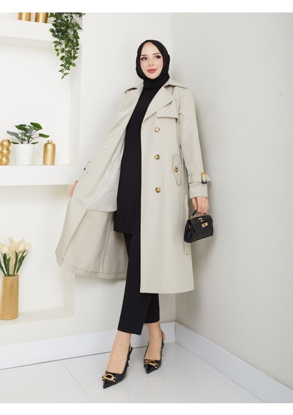 Kadın Taş Arkası Düğmeli Trençkot fiyatları