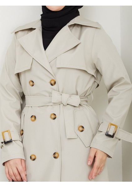 Kadın Taş Arkası Düğmeli Trençkot fırsatları