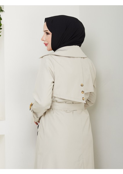 Kadın Taş Arkası Düğmeli Trençkot