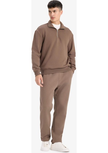 Regular Fit Beli Bağcıklı Cepli Düz Paça Kalın Eşofman Altı D7836AX25AU