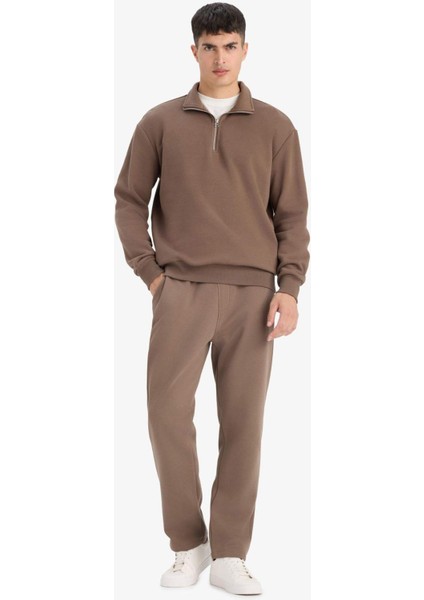 Regular Fit Beli Bağcıklı Cepli Düz Paça Kalın Eşofman Altı D7836AX25AU