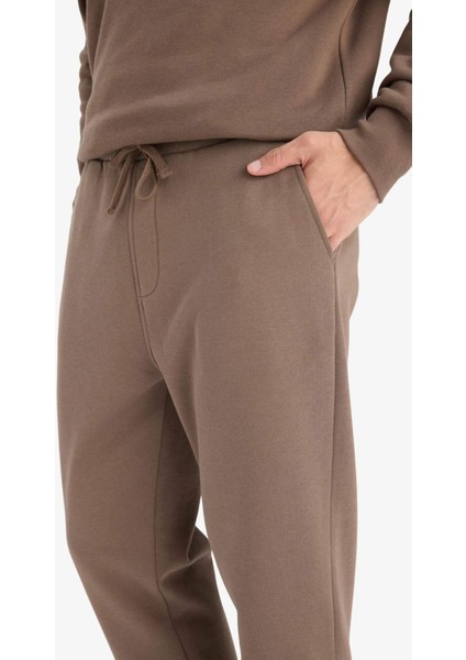 Regular Fit Beli Bağcıklı Cepli Düz Paça Kalın Eşofman Altı D7836AX25AU