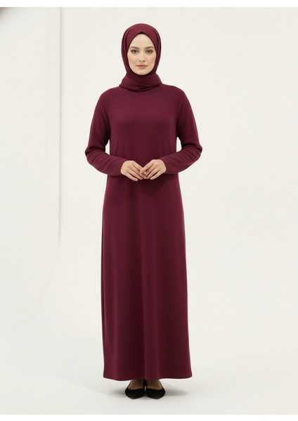 Reglan Kol Contalı Elbise-Bordo