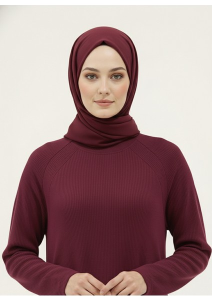 Reglan Kol Contalı Elbise-Bordo fiyatları