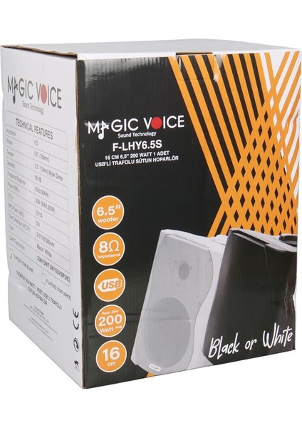 Magicvoice F-Lhy6.5s 6.5 Inç 16 cm Hat Trafolu Duvar Tipi Sütun Okul Cami Hoparlör 30W Rms 200W Peak Mp3 USB Uyumlu indirimleri