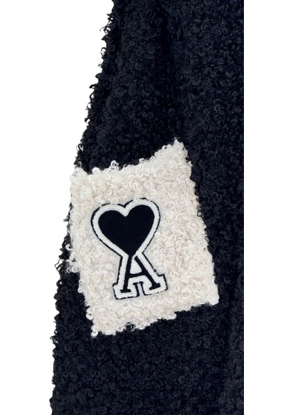 Büyük Beden Siyah Ekru Kontrast Desenli Kapüşonlu Oversize Kadın Kaban indirimleri