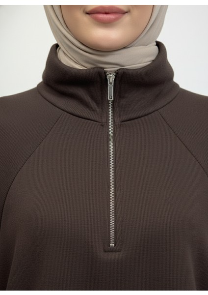 Metal Fermuarlı Pantolonlu Takım-Kahve fiyatları