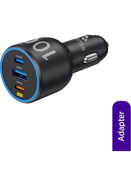 100W Pd Araç Içi Hızlı Şarj Başlığı – 3 Çıkışlı, Akıllı Güç Dağıtımlı fiyatları