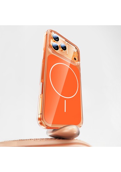 iPhone 17 Pro Max Kılıf Kth M-Safe Şarj Özellikli Şeffaf Kamera Kontrol Butonlu Lugano Kapak - Turu