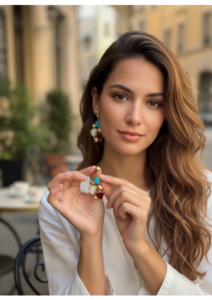 Set.up Kırmızı Taş Detaylı Sallantılı Küpe