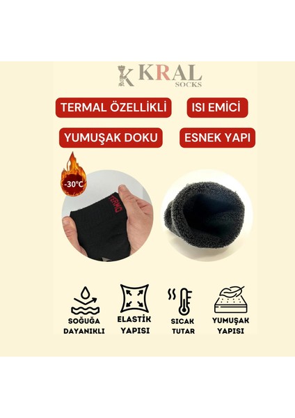 Termal Erkek Kışlık Havlu Patik Çorap (3 Çift) Siyah Renk modelleri