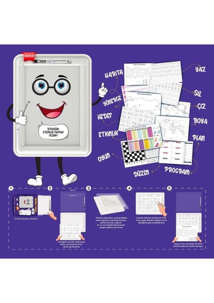 Buffer 32 Farklı Etkinlikli Kalem ve Silgi Hediyeli Eğitici Sihirli Etkinlik Tahtası modelleri