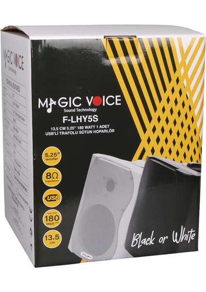 Magicvoice F-Lhy6.5s 6.5 Inç 16 cm Hat Trafolu Duvar Tipi Sütun Okul Cami Hoparlör 30W Rms 200W Peak Mp3 USB Uyumlu indirimleri