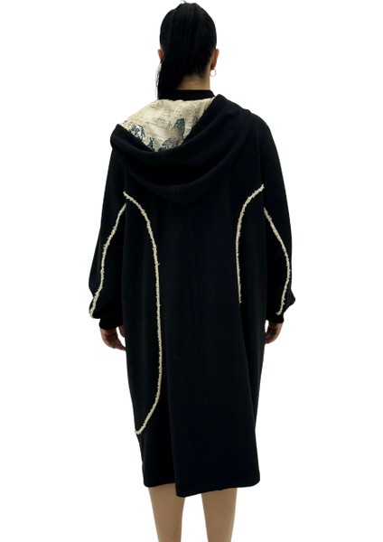 Büyük Beden Pamuklu Fermuarlı Kapüşonlu Uzun Oversize Hırka Kadın Kaban modelleri