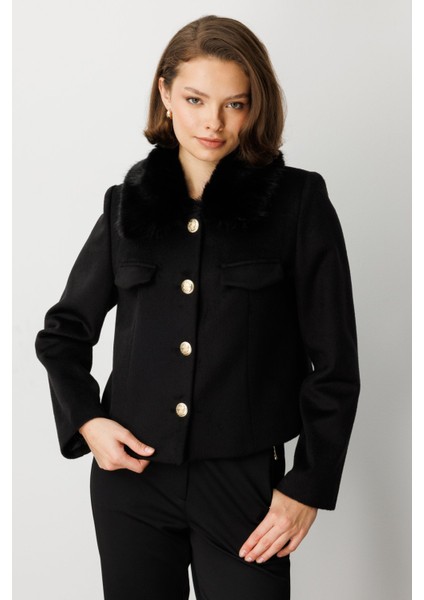 Yakası Kürklü Kısa Mont 6121-26K