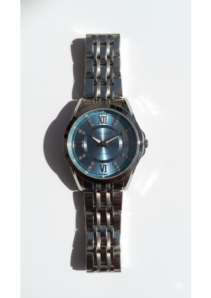Kadın Kol Saati Gümüş Renk, Mavi Kadran - Şık Metal Kordon, 2 Yıl Garantili