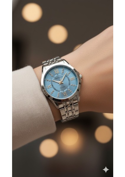 Kadın Kol Saati Gümüş Renk, Mavi Kadran - Şık Metal Kordon, 2 Yıl Garantili modelleri