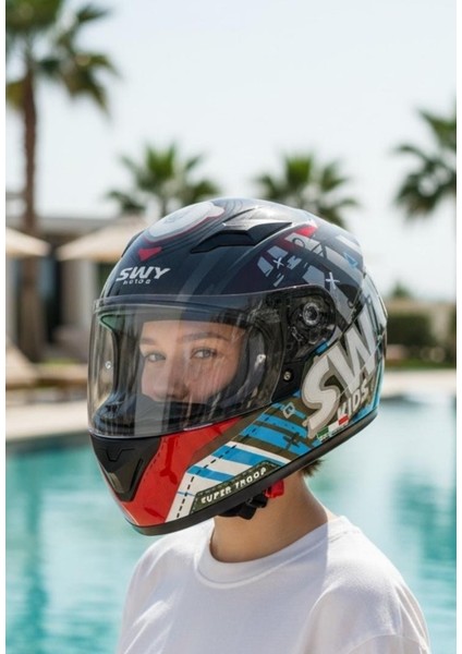 SWAY SW 815K Motosiklet E Bisiklet Elektrikli Scooter Çocuk Kaskı