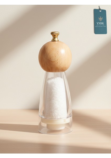 Luxury | Bamboox | Akrilik Tuz ve Karabiber Değirmeni Baharat Öğütücü Şeffaf Lüx Gold Detaylı fiyatları