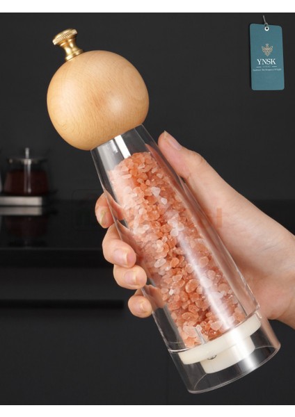 Luxury | Bamboox | Akrilik Tuz ve Karabiber Değirmeni Baharat Öğütücü Şeffaf Lüx Gold Detaylı modelleri