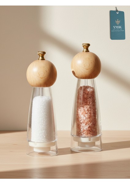 Luxury | Bamboox | Akrilik Tuz ve Karabiber Değirmeni Baharat Öğütücü Şeffaf Lüx Gold Detaylı fırsatları