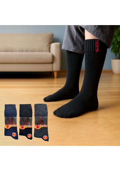 Termal Kışlık Kalın Çorap (3 - Çift) Erkek Kadın Unisex Pamuklu Havlu Çorabı