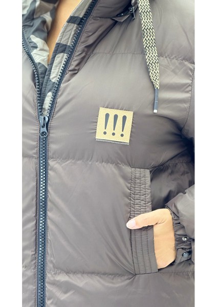 Büyük Beden Kemerli Kapüşonlu Fermuarlı Oversize Uzun Şişme Kadın Kaban indirimleri