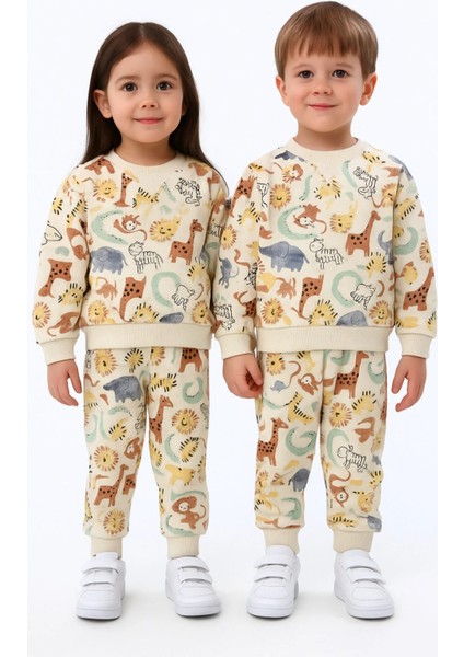 Unisex Baskılı Çocuk Mevsimlik Pamuklu Sweatshirt Takım fiyatları